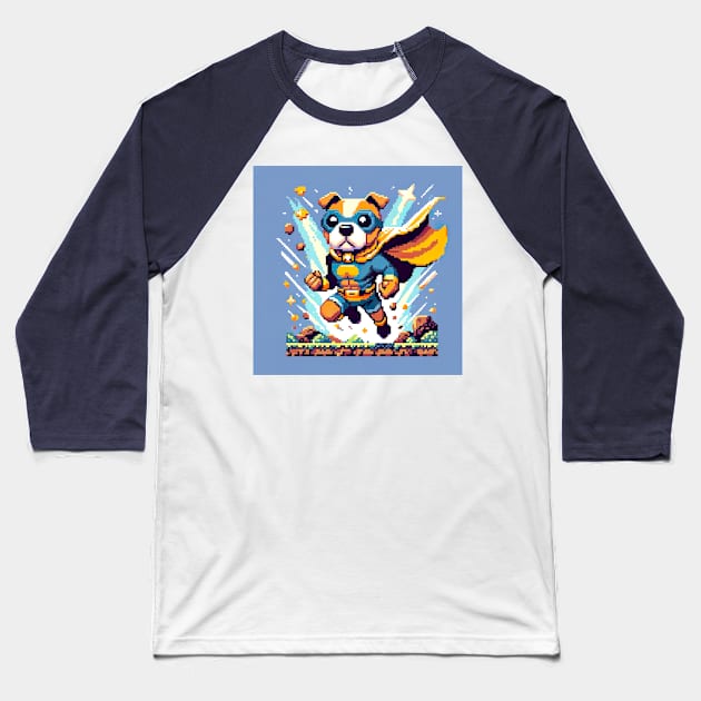 Super Hero Dog Baseball T-Shirt by unrealartwork